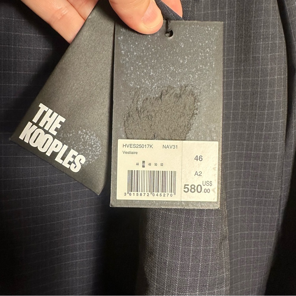 NWT The Kooples Men's Wool Navy Slim Fit Unlined Suit Jacket Blazer 46 $580 - Picture 11 of 16